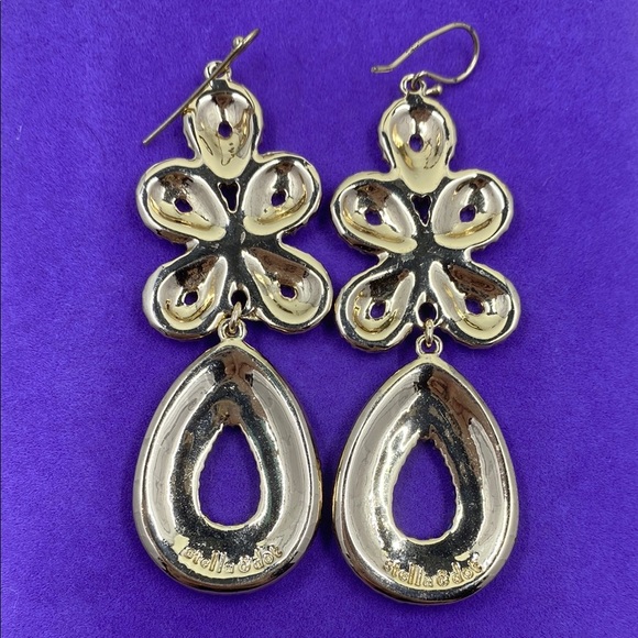 💛 Stella & Dot Gold Turquoise Capri Chandelier Earrings - Picture 3 of 4